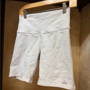 ALO Yoga White High-Waist Bike Shorts